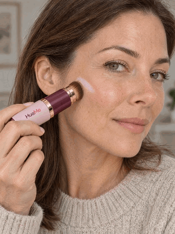 HueMe blend demo: white balm blending into skin tone