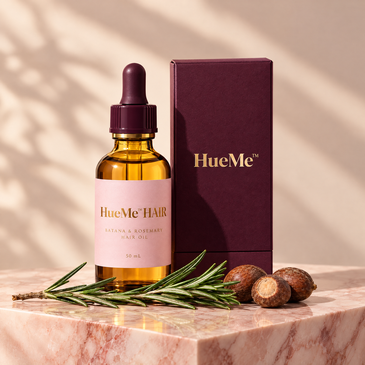 HueMe™ Hair Batana & Rosemary Hair Oil with presentation box